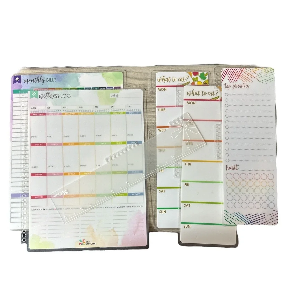 HUGE Erin Condren Planner‎ Lot Leather Folio Stickers Calendar Dashboards & MORE